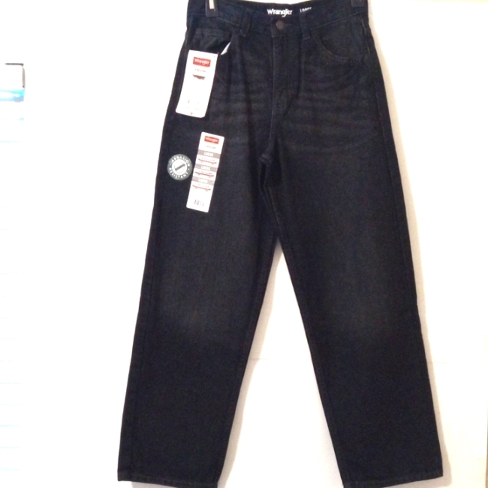 WRANGLER REGULAR LOOSE FIT JEANS - Black, Abrasion Resistant - Size 14 NWT